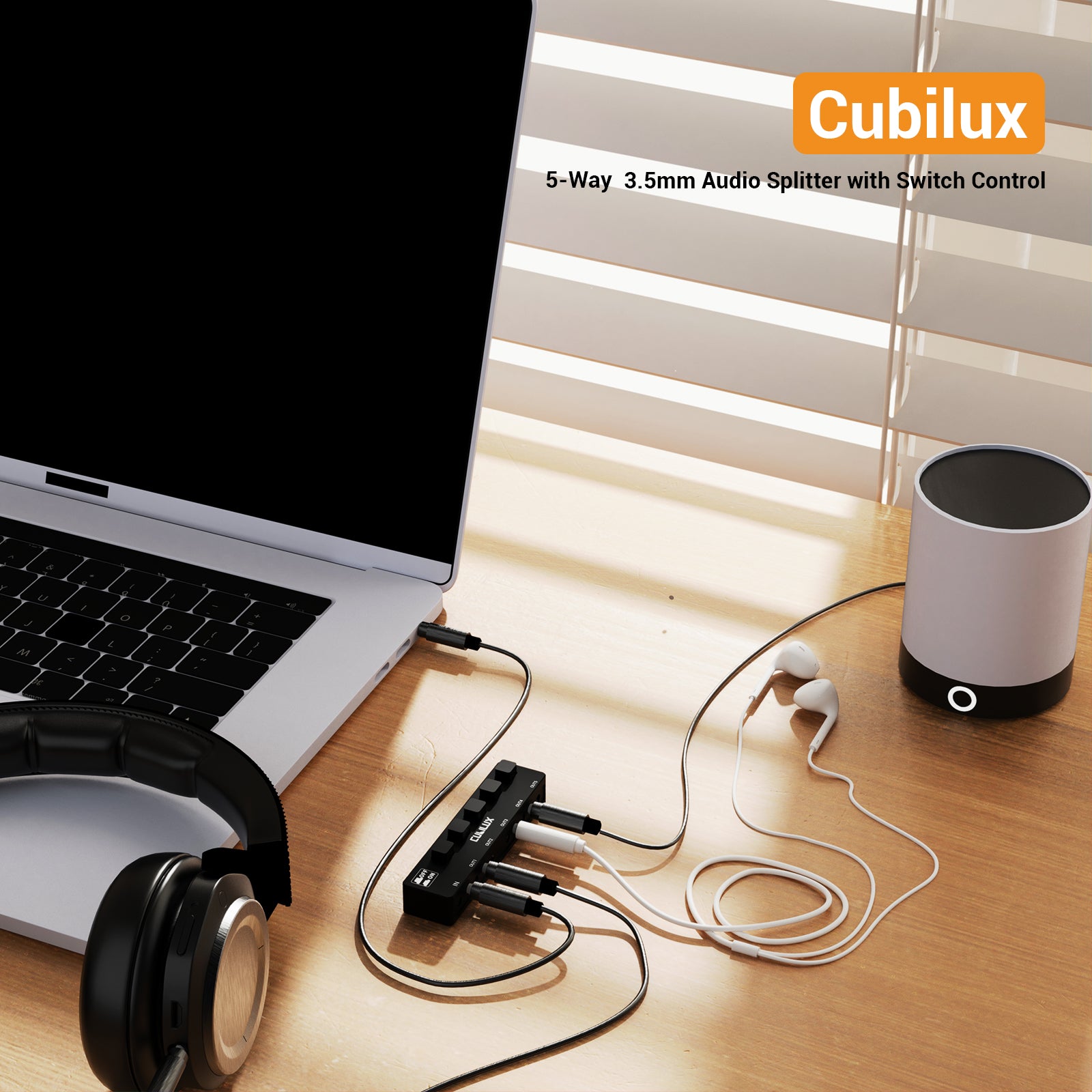 3.5mm 5-Way Audio Splitter with On/Off Control – Cubilux