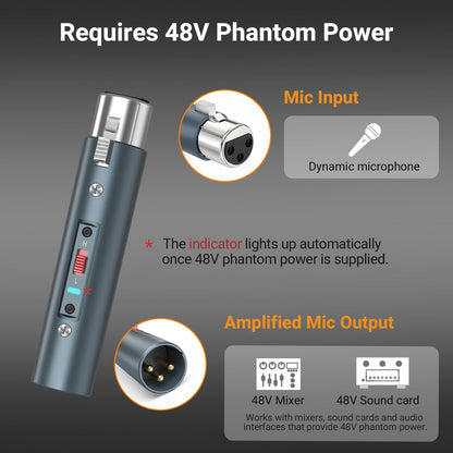 XLR Dynamic Microphone Preamp, 2-Level 20dB/28dB Gain