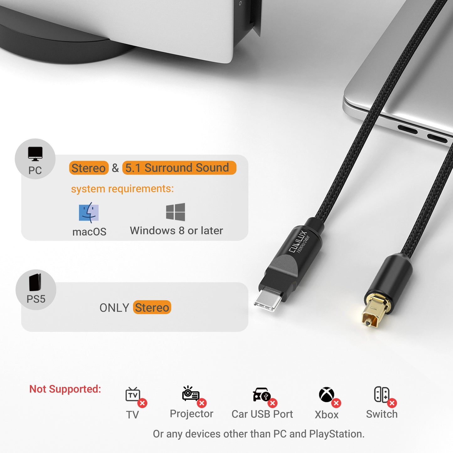 USB C to TOSLINK Optical Audio Cable