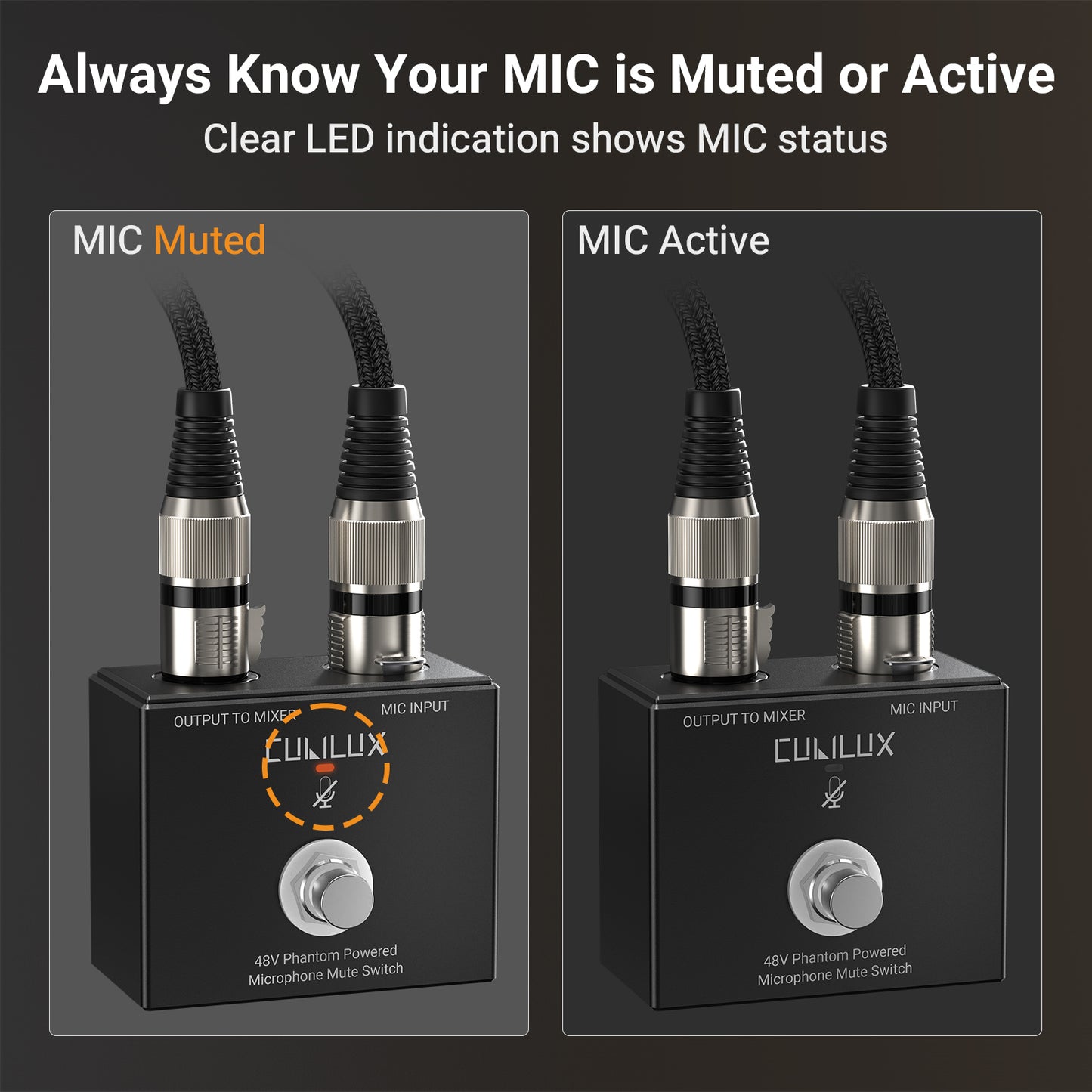 MMX-3 XLR Footswitch Mute Switch for 48V Condenser Microphone