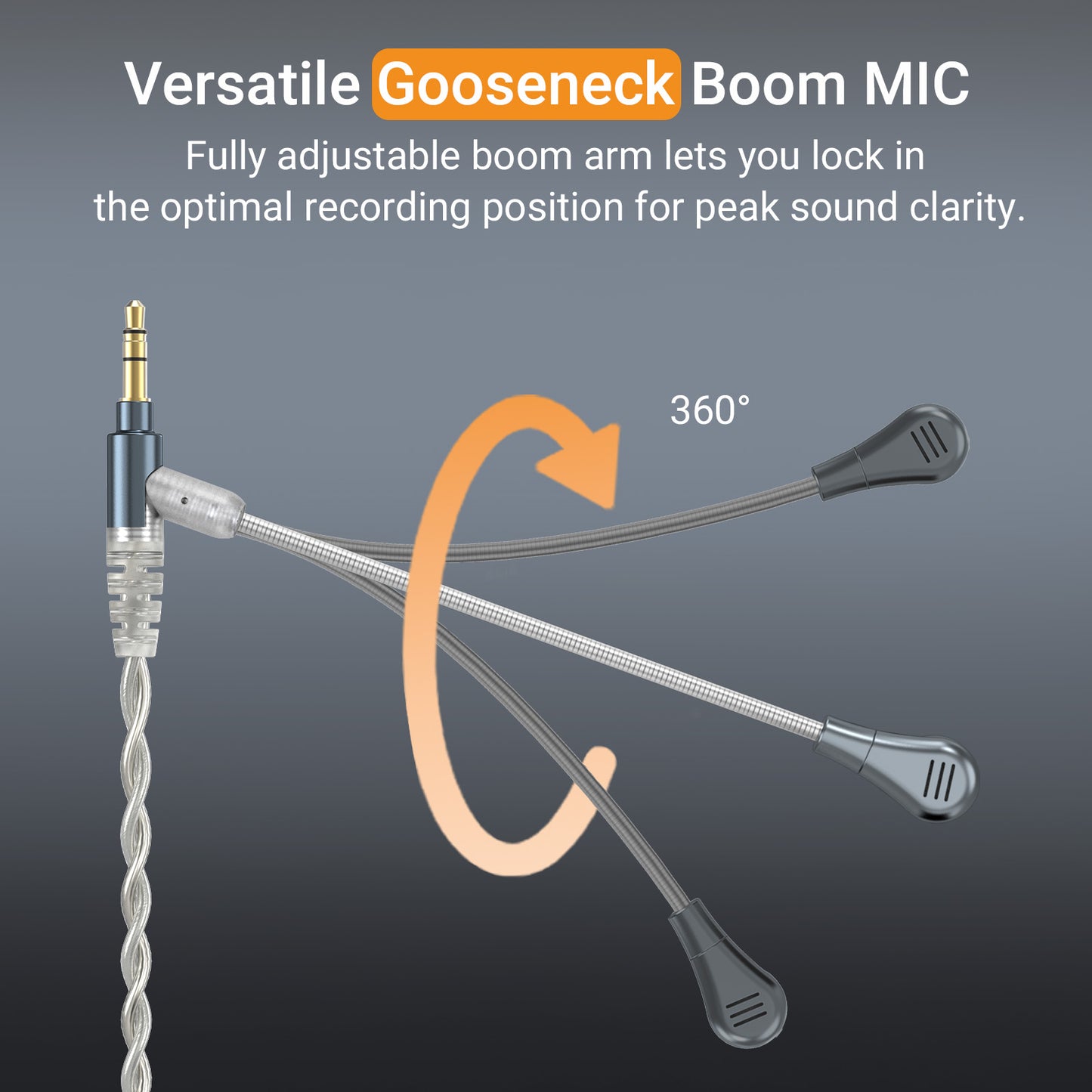 3.5mm Headphone Cable with Boom Mic, Mute Switch, Volume Control, 6 FT