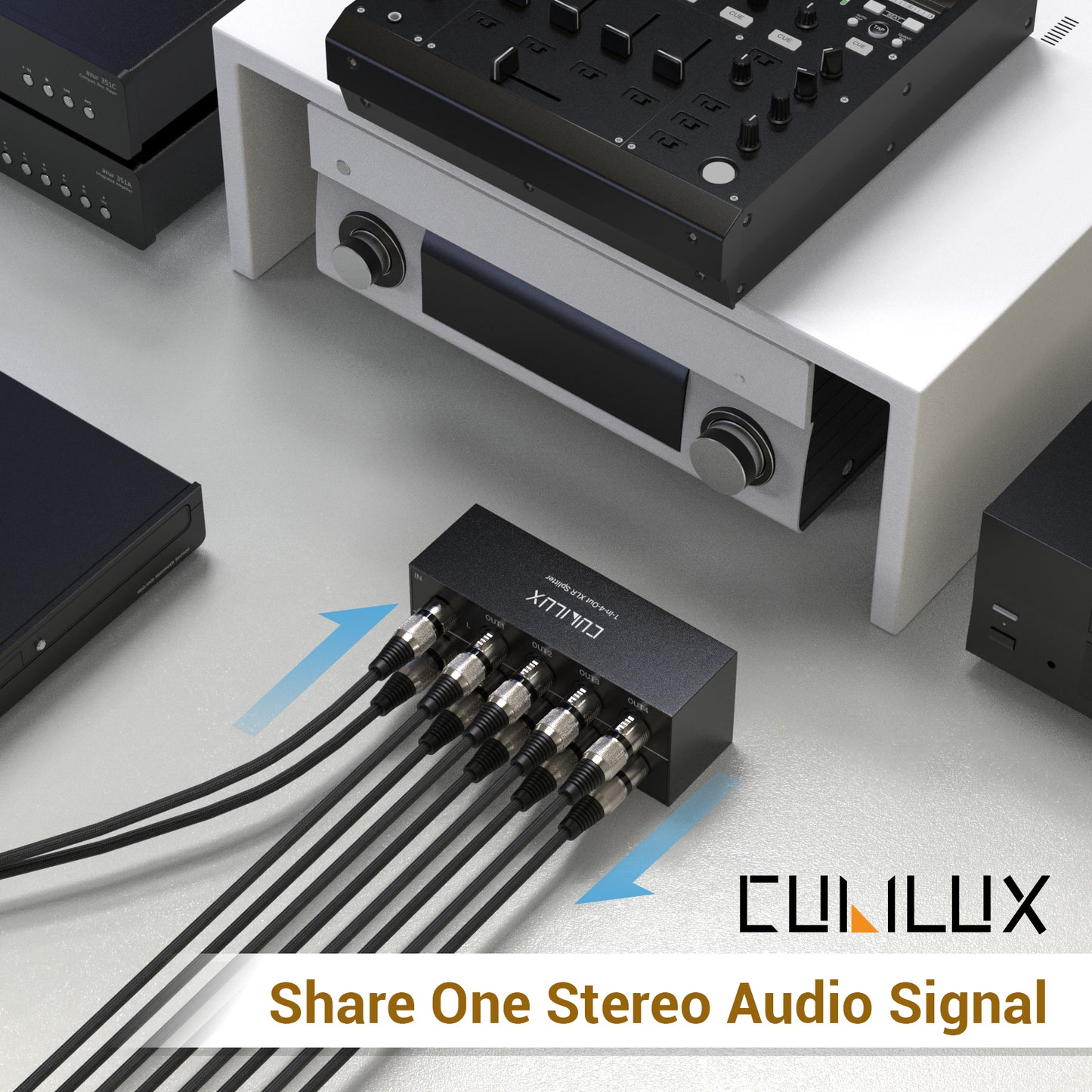 4-Way XLR Stereo Audio Passive Splitter