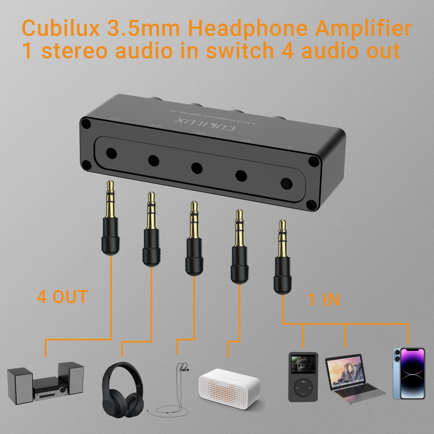 HA-J4 4-Way 3.5mm Headphone Amplifier