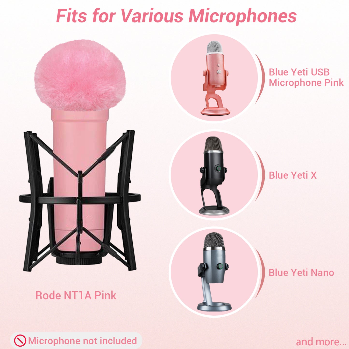 1 Pack Pink Microphone Furry Windscreen