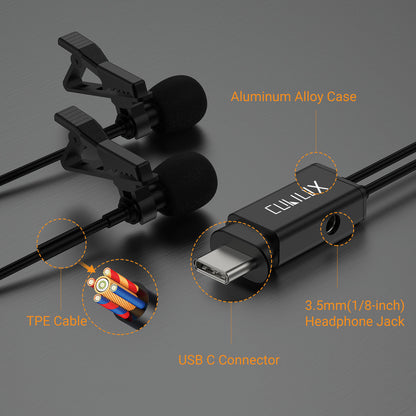 USB C Omnidirectional Dual MIC with 3.5mm Jack,MLC-3
