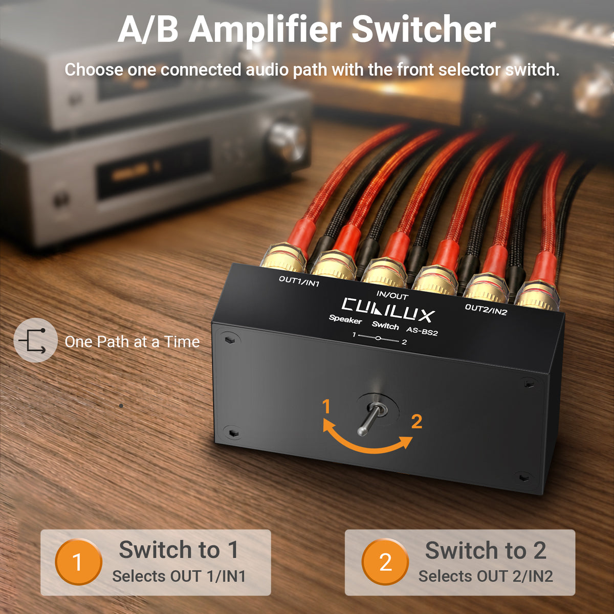 AS-BS2 Speaker Selector Switch Box, 2 Way A/B Amp Switcher