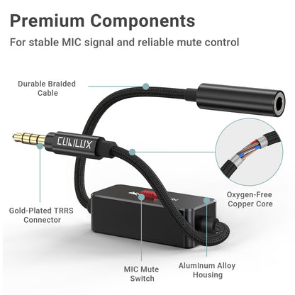 3.5mm TRRS Microphone Mute Switch Adapter