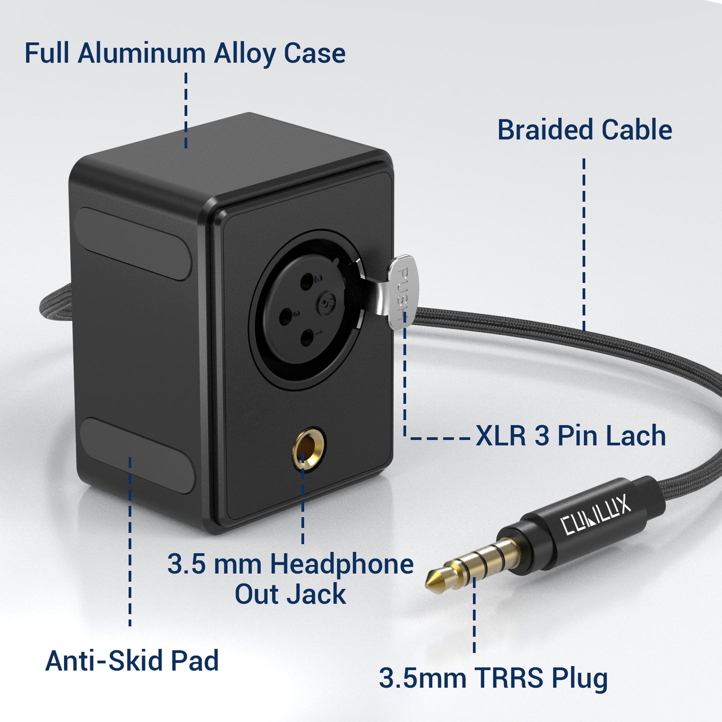 3.5mm TRRS Plug to XLR Lapel Microphone and 3.5mm Headphone Out Splitter