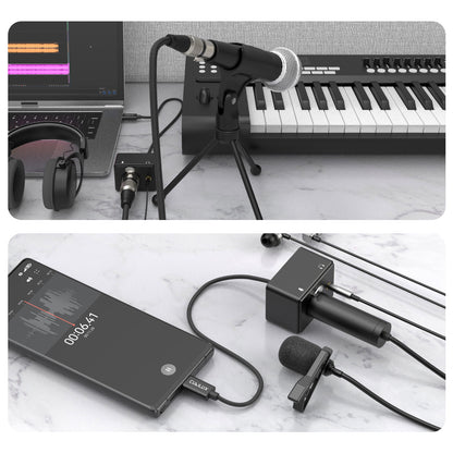 USB C to XLR Lapel/Dynamic Microphone and 3.5mm Headphone Out Splitter