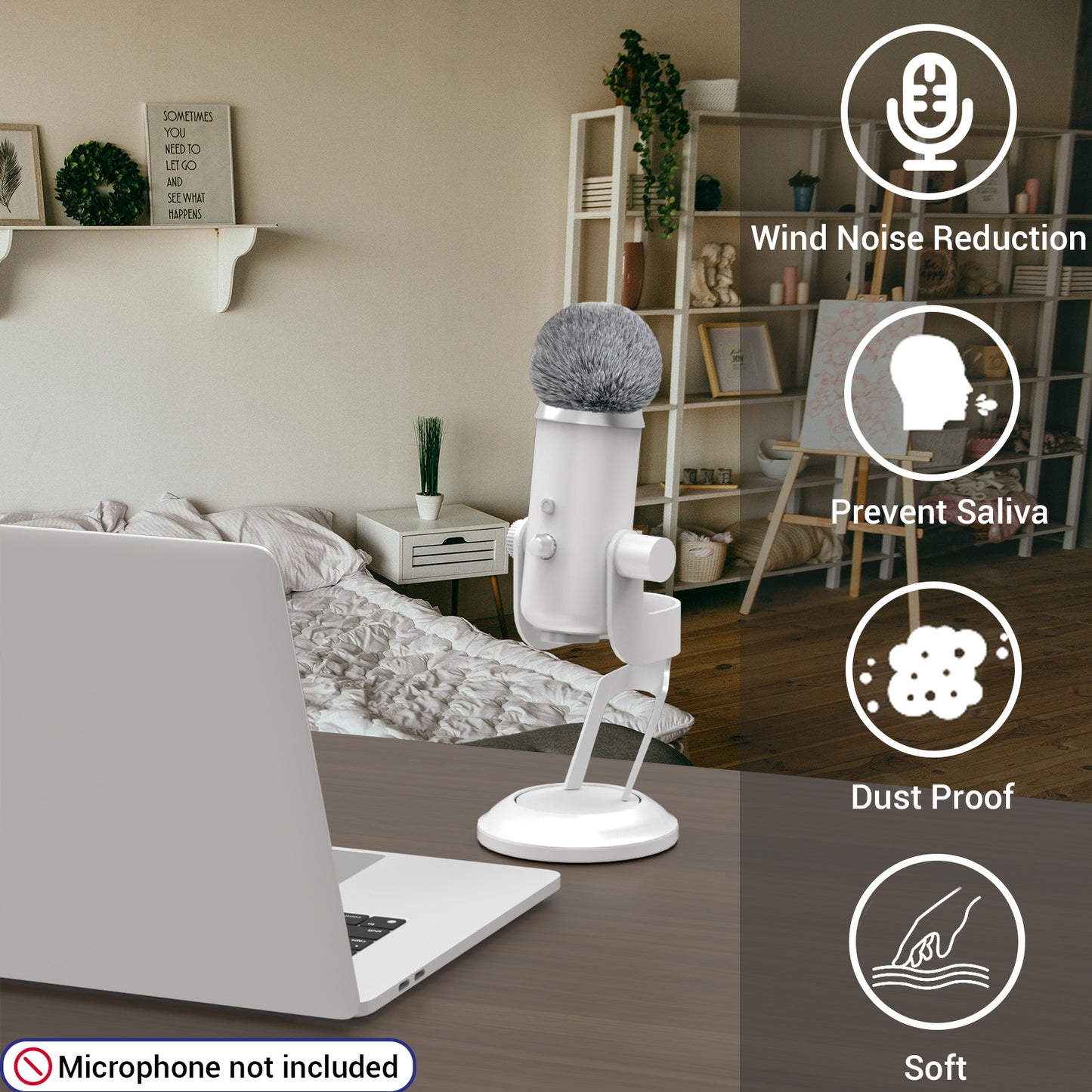1 Pack Gray Microphone Furry Windscreen