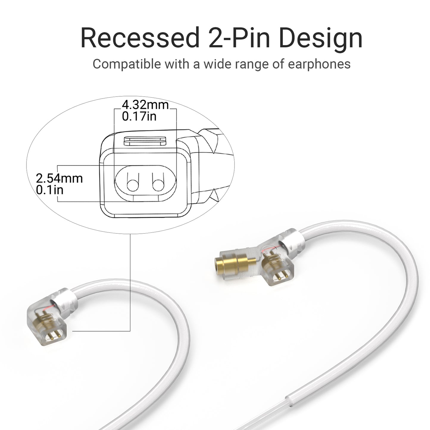 USB Type C 2-Pin 0.78mm IEM Cable with Microphone
