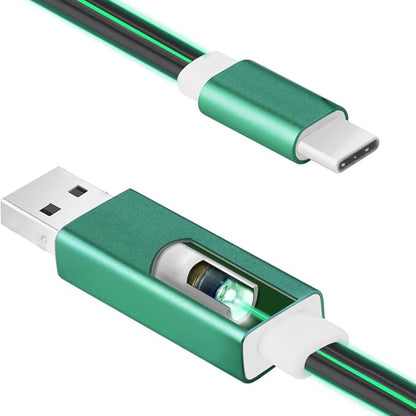 Glowing USB C Car Charge Cable-Green,2FT