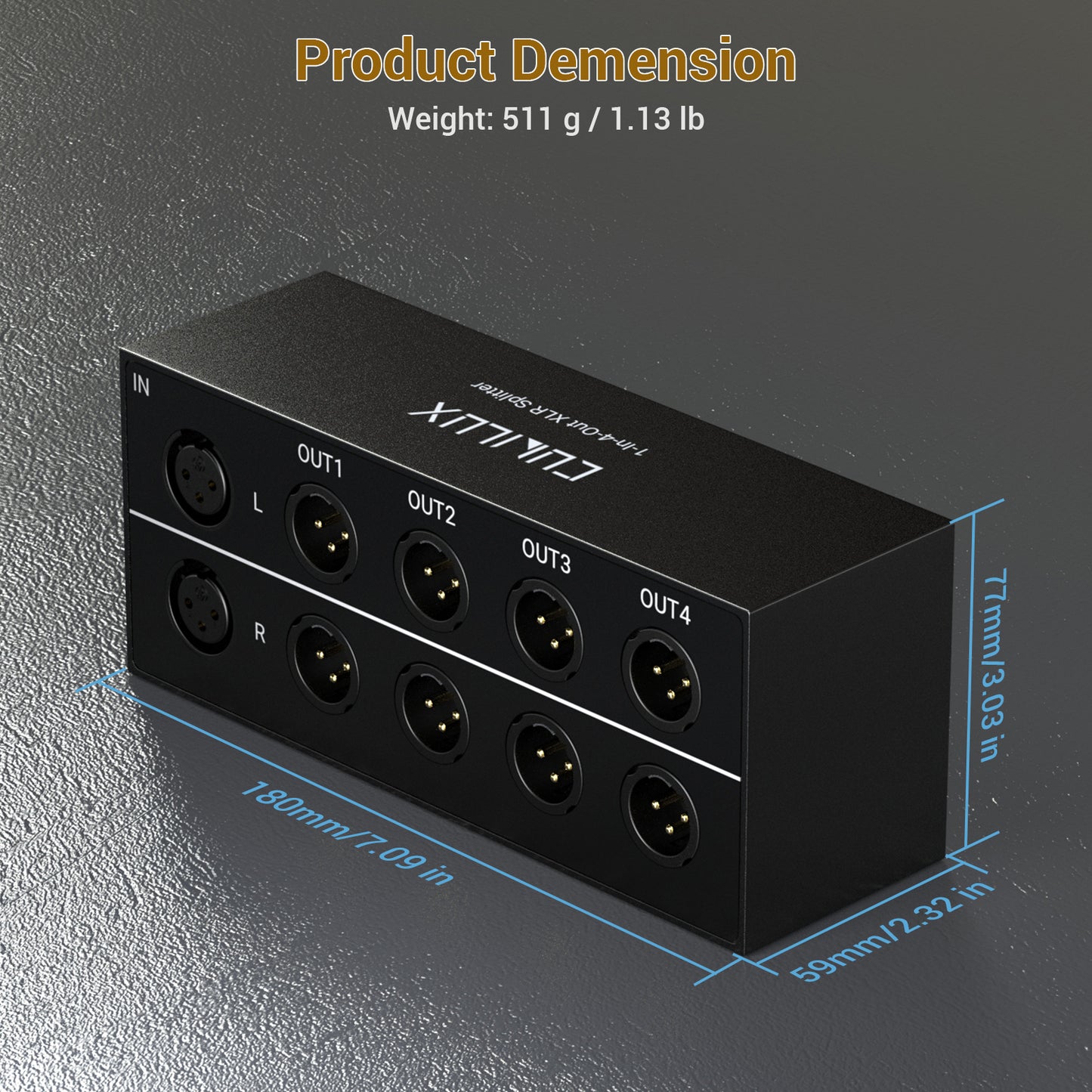 4-Way XLR Stereo Audio Passive Splitter