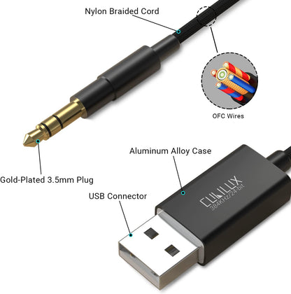 USB A to 3.5mm Male Audio Cable