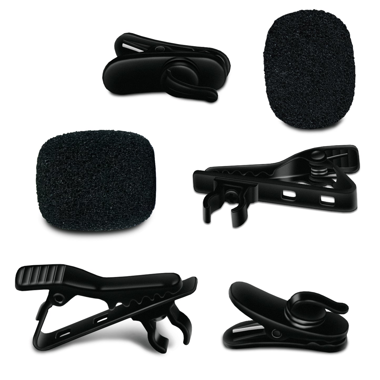 Clip & Foam Cover Set for Lapel MIC-5 Pack of each