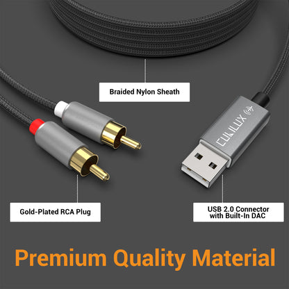 USB to RCA Audio Cable with 384KHz/24-bit DAC,6 FT