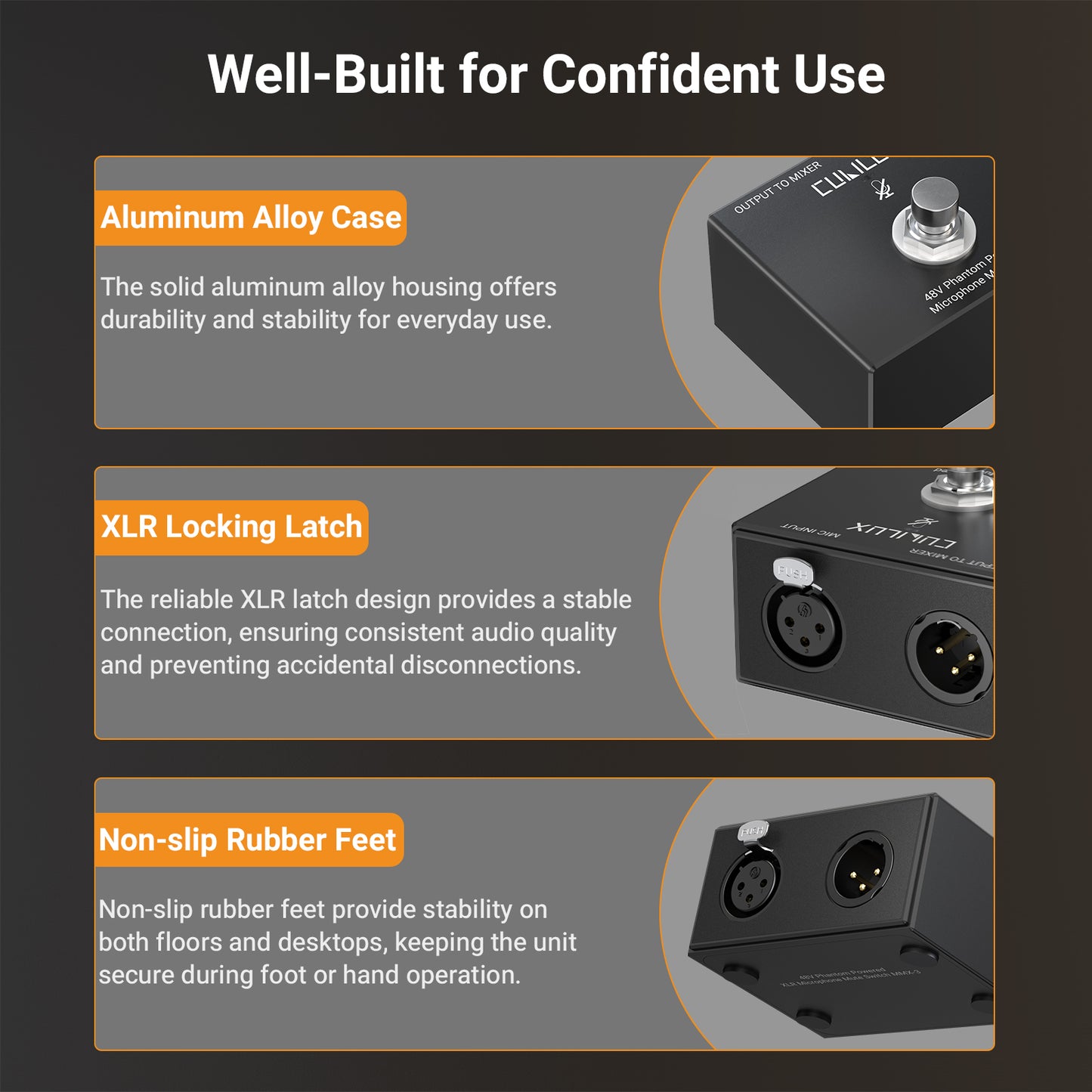 MMX-3 XLR Footswitch Mute Switch for 48V Condenser Microphone