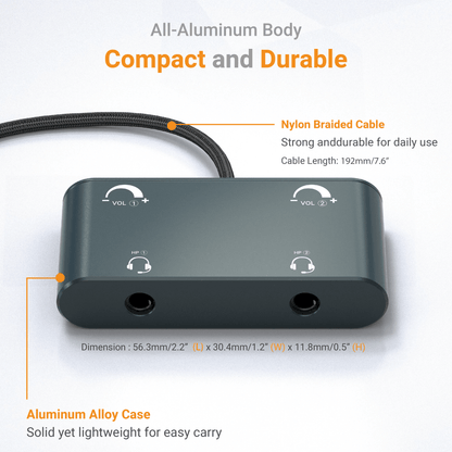 USB C Dual Headset Adapter with Volume Control
