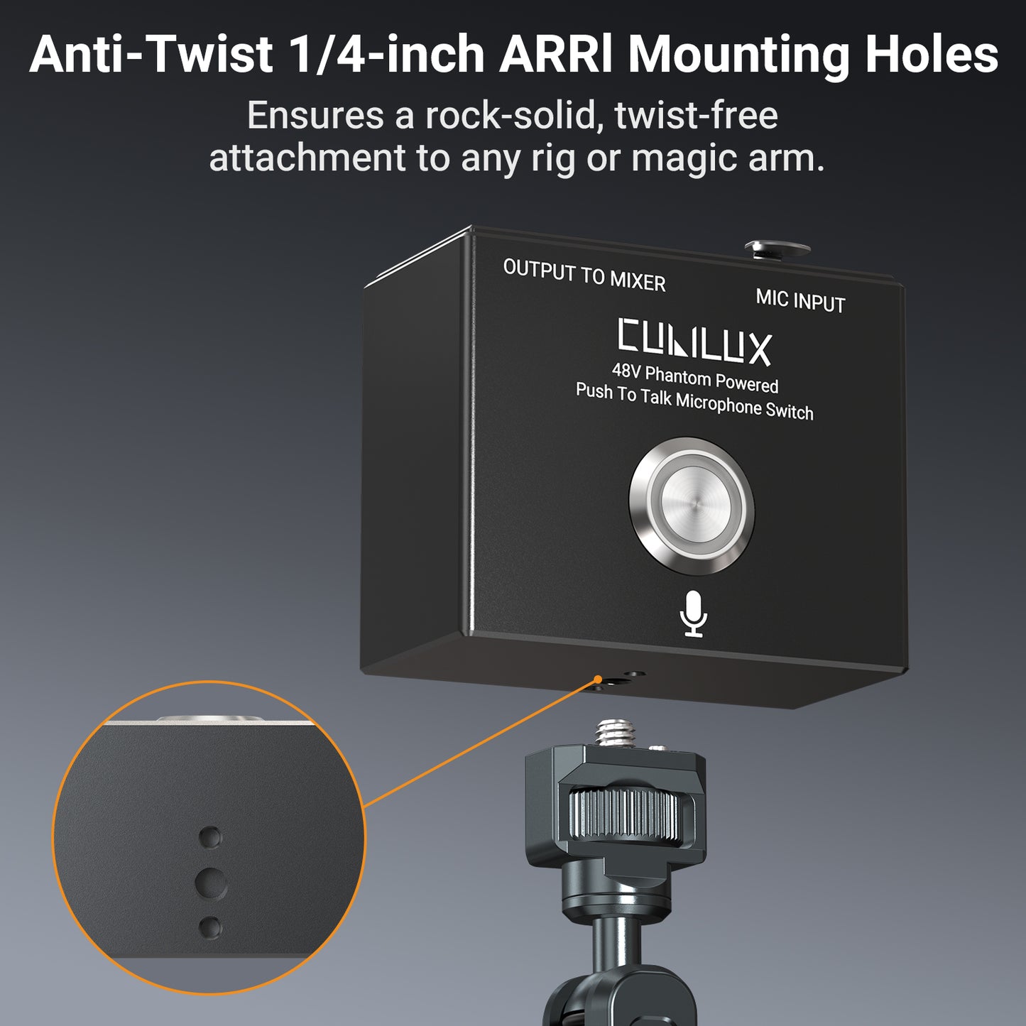 MMX-2 XLR Push-to-Talk (PTT) Microphone Switch - 48V Phantom Power Pass