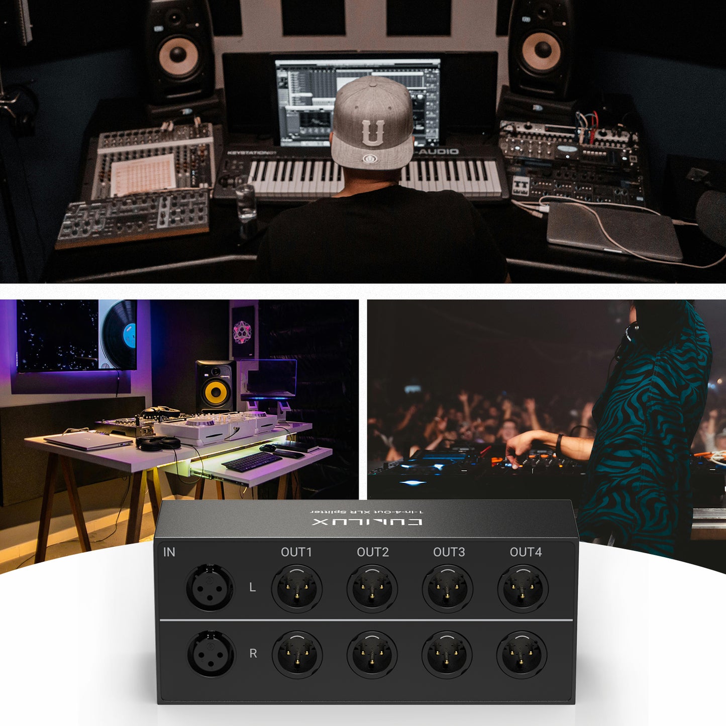 4-Way XLR Stereo Audio Passive Splitter