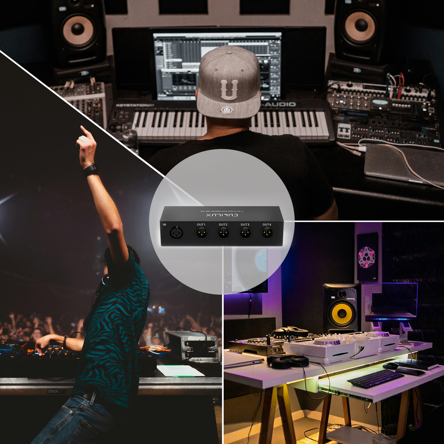 4-Way XLR Audio Passive Splitter