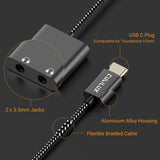 USB C to 3.5mm Splitters-BLACK
