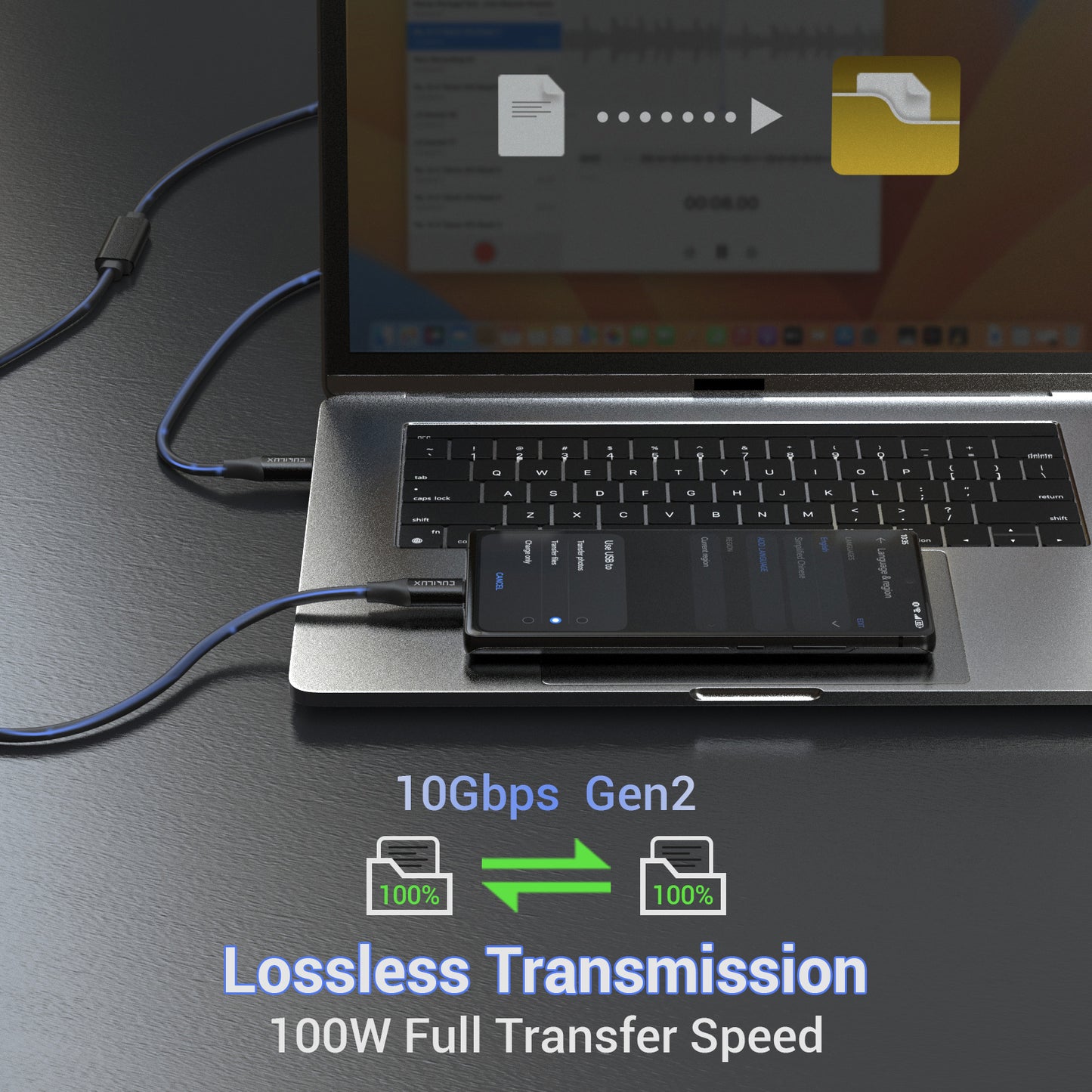 100W PD USB C Data Cable for 4K Video Output,Fast Charging,5 M