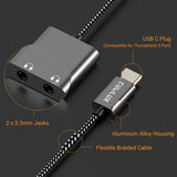 USB C to 3.5mm Splitters-GRAY