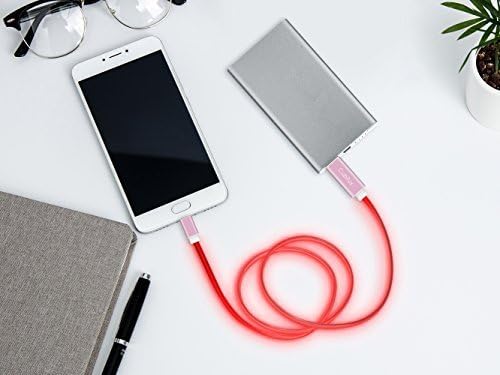 Glowing Micro USB Charging Cable-Red,2FT