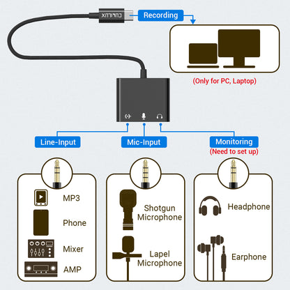 USB C to 3.5mm Adapter for Live Streaming