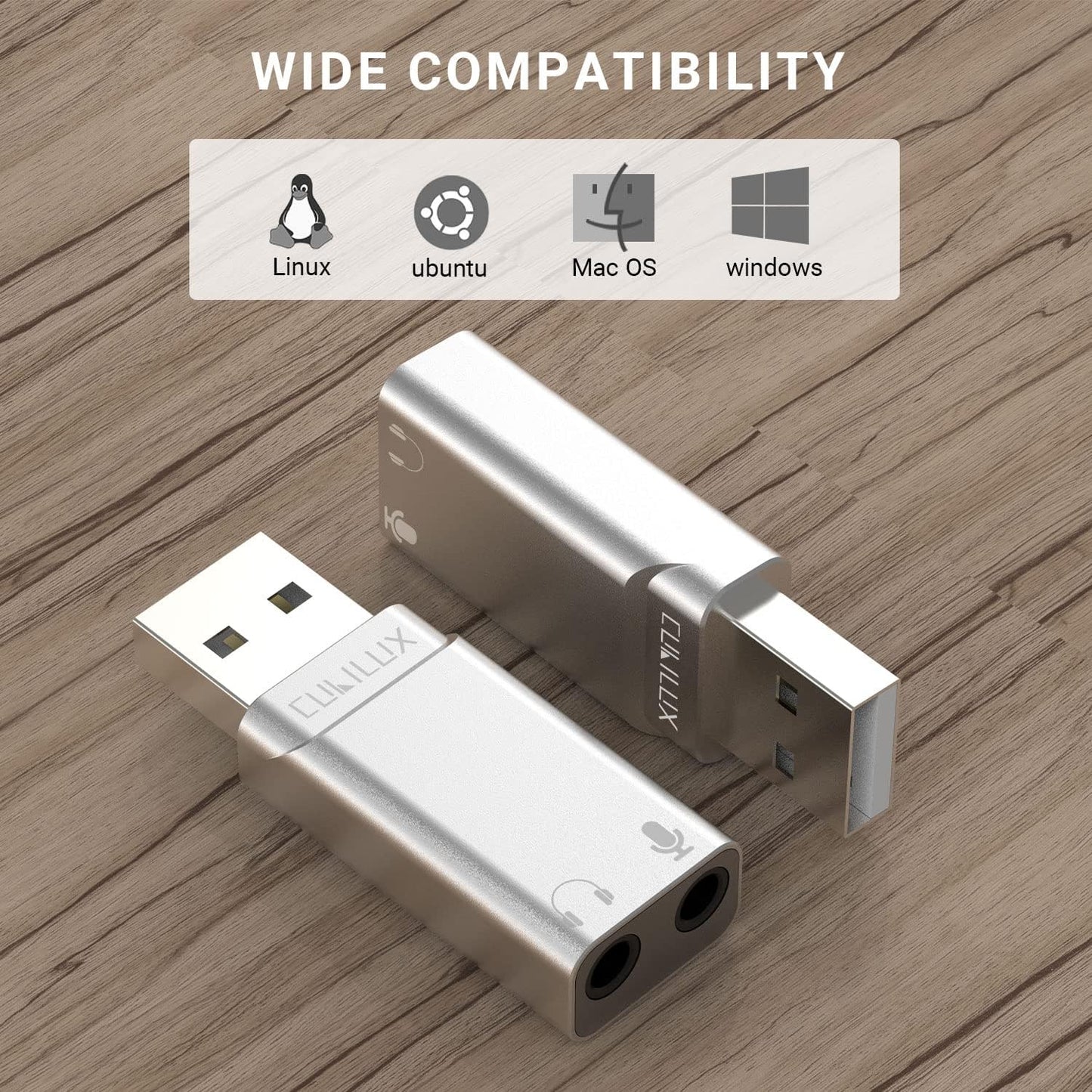 USB A to 3.5mm TRS Microphone Headphone Jack Adapter