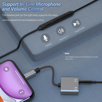 Lightning to 3.5mm Headphone Splitter-Gray